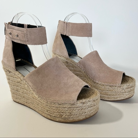 NEW Dolce Vita Suede Espadrille Wedges Taupe Grey 8.5 - Picture 15 of 16